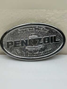 Vintage Pennzoil Oval Belt Buckle Supreme Quality Safe Lubrication
